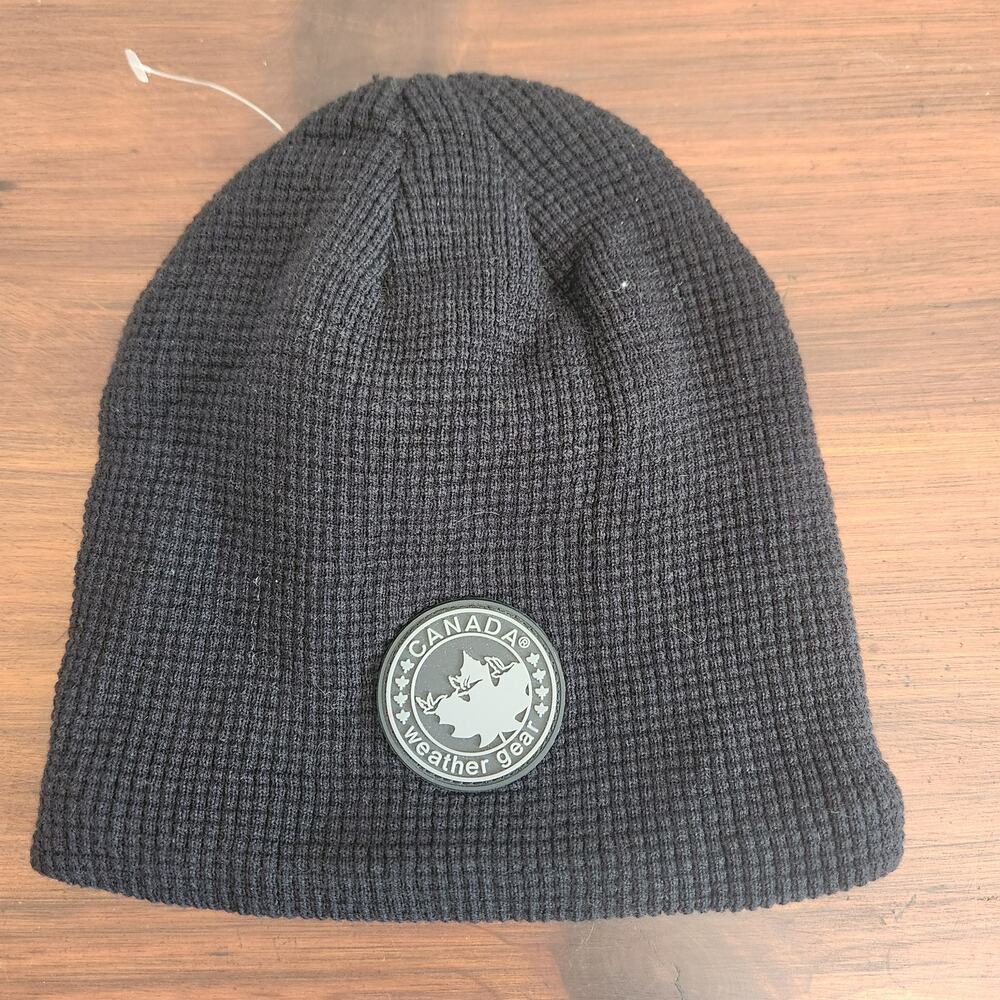 Canada Weather Gear Black‎ Beanie Soft Lined Gray Logo New